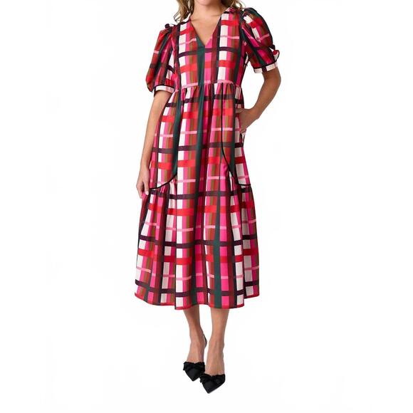 NEW CROSBY BY MOLLIE BURCH shira midi dress in holiday plaid